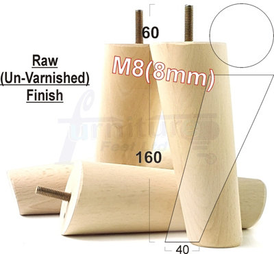 Wood Furniture Feet 160mm High Angled Replacement Furniture Legs Raw Set Of 4 Sofas Chairs Stools M8