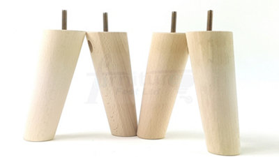 Wood Furniture Feet 180mm High Raw Repalcement Angled Furniture Legs Set Of 4 Sofa Chairs Stool M8