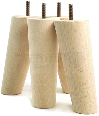 Wood Furniture Feet 180mm High Raw Repalcement Angled Furniture Legs Set Of 4 Sofa Chairs Stool M8
