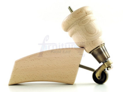 WOOD FURNITURE FEET 2x WITH CASTORS 2x CURVED BACK REPLACEMENT LEGS FOR SOFAS CHAIRS STOOLS SETTEES M8 RJB165
