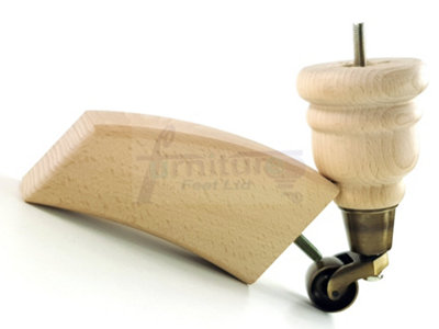 WOOD FURNITURE FEET 2x WITH CASTORS 2x CURVED BACK REPLACEMENT LEGS FOR SOFAS CHAIRS STOOLS SETTEES M8 RJB165