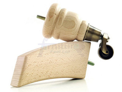 WOOD FURNITURE FEET 2x WITH CASTORS 2x CURVED BACK REPLACEMENT LEGS FOR SOFAS CHAIRS STOOLS SETTEES M8 RJB165