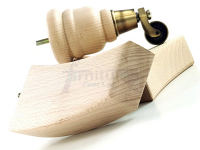 WOOD FURNITURE FEET 2x WITH CASTORS 2x CURVED BACK REPLACEMENT LEGS FOR SOFAS CHAIRS STOOLS SETTEES M8 RJB165