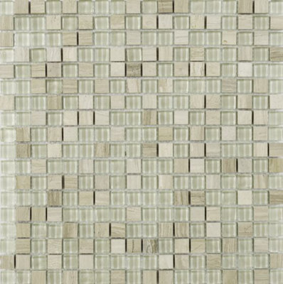 Wood Glass/Stone Mix Mosaic 15x15mm