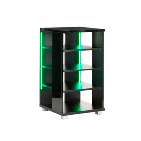 Wood Gloss Black Hi Fi AV Rack Unit Cabinet with LED Lights 50 x 50 x 87cm