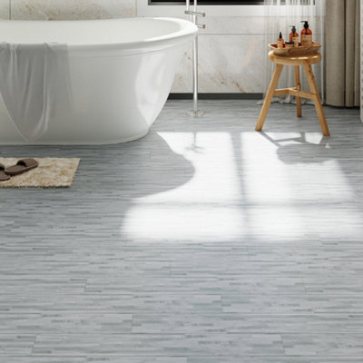 Wood Grain Effect Vinyl Flooring Self Adhesive Floor Planks Floor Tiles Grey 5m² 36 Pcs