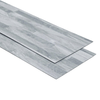 Wood Grain Effect Vinyl Flooring Self Adhesive Floor Planks Floor Tiles Grey 5m² 36 Pcs
