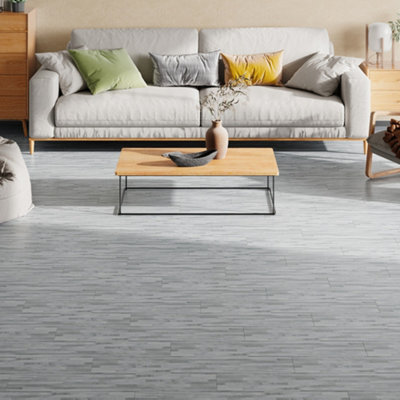 Wood Grain Effect Vinyl Flooring Self Adhesive Floor Planks Floor Tiles Grey 5m² 36 Pcs