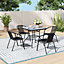 Wood Grain Square Outdoor Dining Table with Umbrella Hole All Weather Outdoor Table for Lawn Garden 800mm(L)