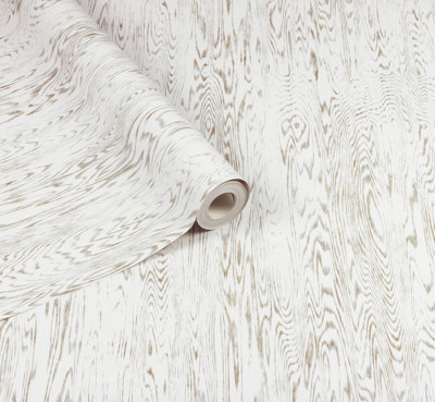 Wood Grain White Wallpaper By Arthouse