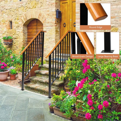 Wood Handrail for 3-4 Step Stair Railing Kit Outdoor Garden