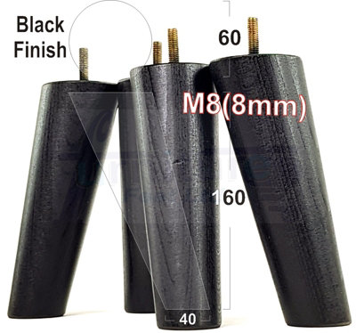 Wood Legs Black 160mm High Set Of 4 Angled Replacement Furniture Feet Settee Chairs Sofas Footstools M8