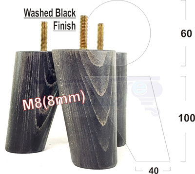 Wood Legs Black Washed 100mm High Set Of 4 Replacement Furniture Feet Settee Chairs Sofas Footstools M8 Price Comparisons | Compare The Build