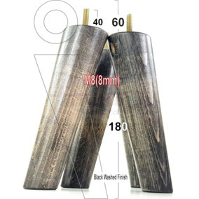Wood Legs Black Washed 180mm High Set Of 4 Replacement Angled Furniture Legs Set Of 4 Sofas Chairs Stools M8