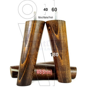 Wood Legs Dark Walnut Washed 180mm High Set Of 4 Replacement Angled Furniture Legs Set Of 4 Sofas Chairs Stools M8