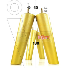 Wood Legs Gold 180mm High Set Of 4 Replacement Angled Furniture Legs Set Of 4 Sofas Chairs Stools M8