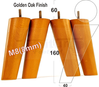 Wood Legs Golden Oak 160mm High Set Of 4 Angled Replacement Furniture