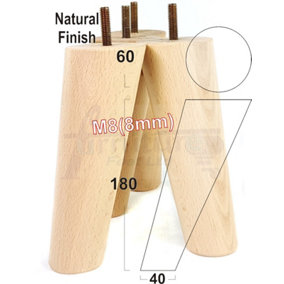 Wood Legs Natural 180mm High Set Of 4 Replacement Angled Furniture Legs Set Of 4 Sofas Chairs Stools M8
