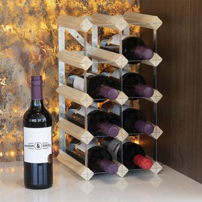 Wood & Metal Wine Rack Maison and White