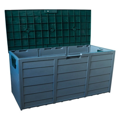 Wood Panel Effect Outdoor Storage Box - Weatherproof Wheeled Storage Chest for Garden Equipment - H54x W112 x D49cm - 3