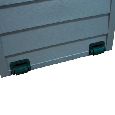 Wood Panel Effect Outdoor Storage Box - Weatherproof Wheeled Storage Chest for Garden Equipment - H54x W112 x D49cm - 4