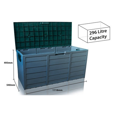 Wood Panel Effect Outdoor Storage Box - Weatherproof Wheeled Storage Chest for Garden Equipment - H54x W112 x D49cm - 9