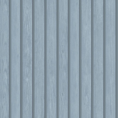 Wood Slat Blue Children's Wallpaper