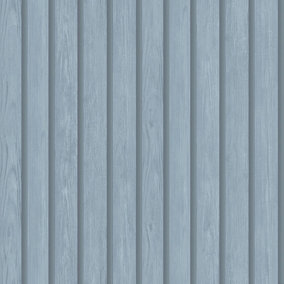 Wood Slat Blue Children's Wallpaper