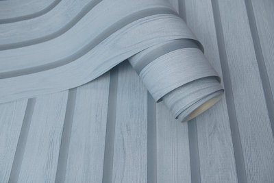 Wood Slat Blue Children's Wallpaper