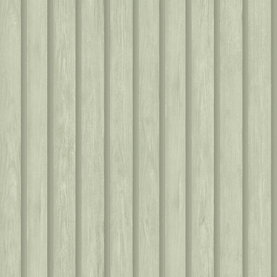 Wood Slat Soft Green Children's Wallpaper