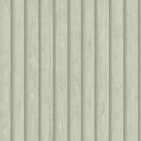 Wood Slat Soft Green Children's Wallpaper