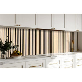Wood Slat Wall Panels, Waterproof, Shiplap 300mm x 2.6m Premium Quality Light Ash - 2 panel bundle