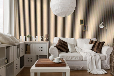 Wood Slat Wall Panels, Waterproof, Shiplap 300mm x 2.6m Premium Quality Light Ash - 2 panel bundle