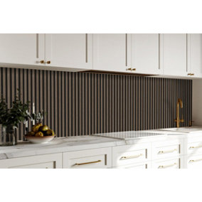 Wood Slat Wall Panels, Waterproof, Shiplap 300mm x 2.6m Premium Quality Walnut - 2 panel bundle