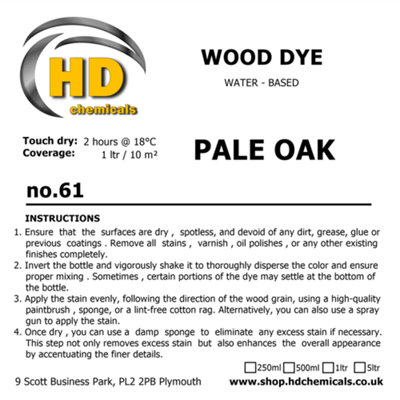 Wood Stain Dye PALE OAK, Water Based, Non Toxic, Interior Use 1ltr - Non Toxic Interior Finishes For Small Bedrooms