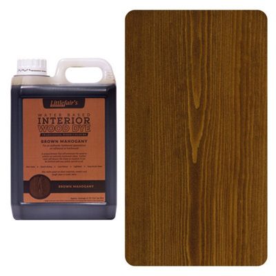 Wood Stain Water Based - Brown Mahogany - 2.5  LTR - Littlefair's