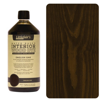 Wood Stain Water Based - English Oak - 1  LTR - Littlefair's