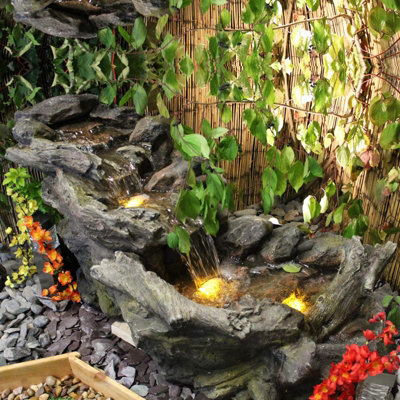 Wood Stream Water Courses Solar Water Feature - Solar Powered - Resin - L51  x W103 x H50 cm | DIY at Bu0026Q