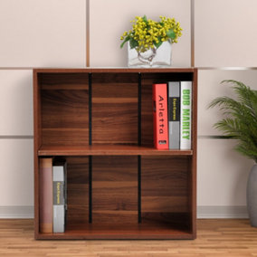 Wood Wooden 2 Tier Storage Unit Shelf Bookshelf Bookcase Cupboard Cabinet Walnut