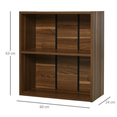 Wood Wooden 2 Tier Storage Unit Shelf Bookshelf Bookcase Cupboard Cabinet Walnut