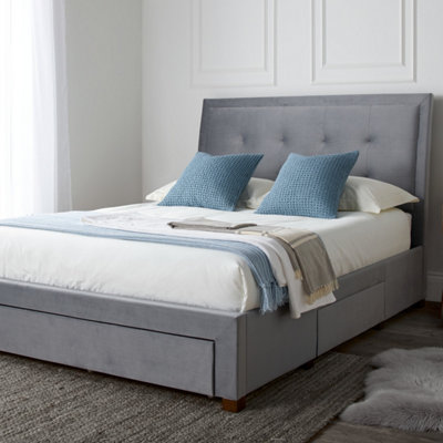Woodbury Grey Upholstered Drawer Storage Bed Frame King Size