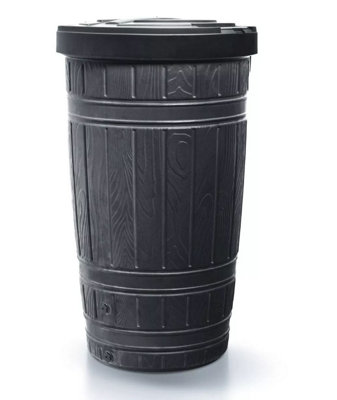 Woodcan rainwater tank Plastic Water Butt Container wood look  barrel 265L Garden Black