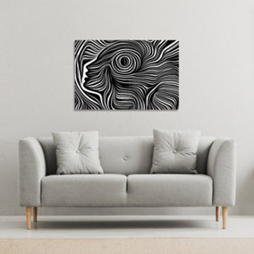 woodcut style on the subject of human soul (Canvas Print) / 101 x 77 x 4cm