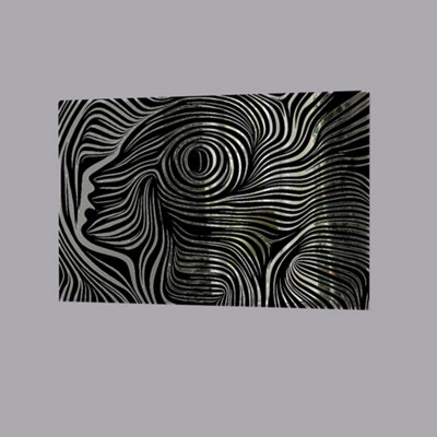 woodcut style on the subject of human soul (Mirror Art Print) / 127x91cm