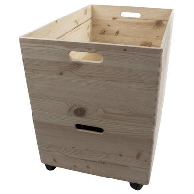 Woodeedoo 2-Tier Extra Large Deep Open Top Wooden Storage Boxes with ...