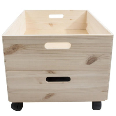 Woodeedoo 2 Tier Extra Large Shallow Open Top Wooden Storage Boxes with ...