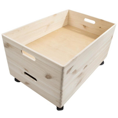 Woodeedoo 2 Tier Extra Large Shallow Open Top Wooden Storage Boxes with ...
