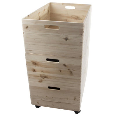 Woodeedoo 3-Tier Extra Large Deep Open Top Wooden Storage Boxes with ...
