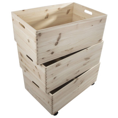 Woodeedoo 3-Tier Extra Large Deep Open Top Wooden Storage Boxes with ...