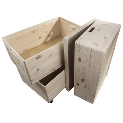 Woodeedoo 3-Tier Extra Large Deep Wooden Storage Boxes with Lid and ...